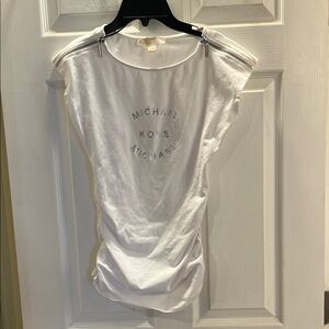 Michael Kors White Short Sleeve Tee with Zipper Shoulders